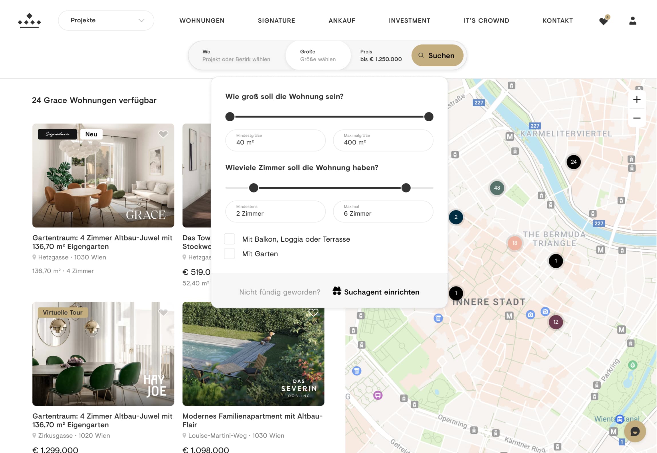 crownd.at: Search & Filters Size